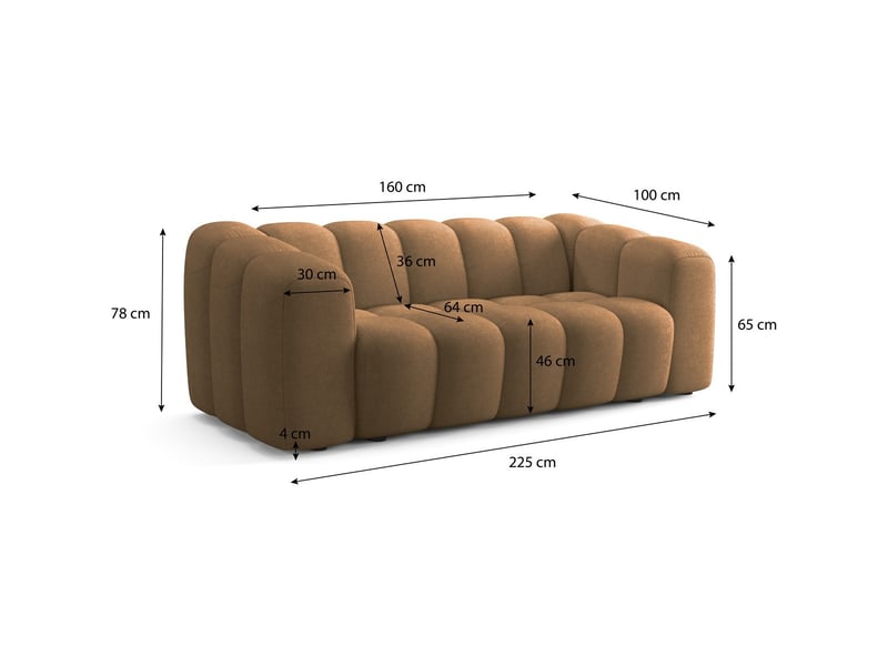 Canapé capitonné convertible 3 places en tissu chenille moka - ouverture express - belleville Belleville - Conforama C