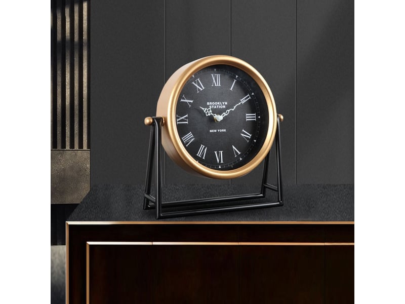  Horloge à poser en métal noir et doré  - Conforama C