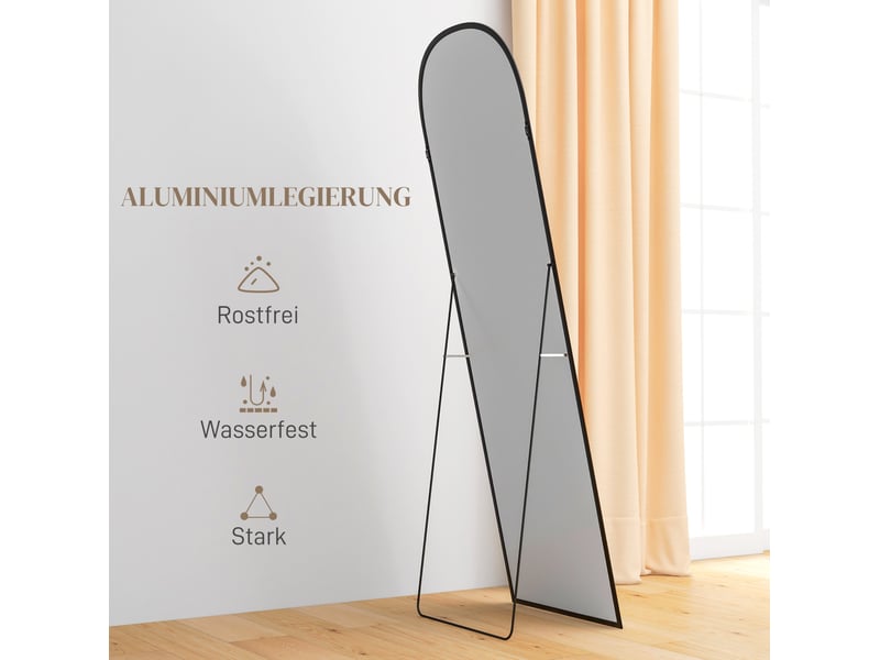  Miroir sur pied pleine longueur 50 x 161,5 cm – noir – cadre en aluminium, support pour pose libre au sol  - Conforama E