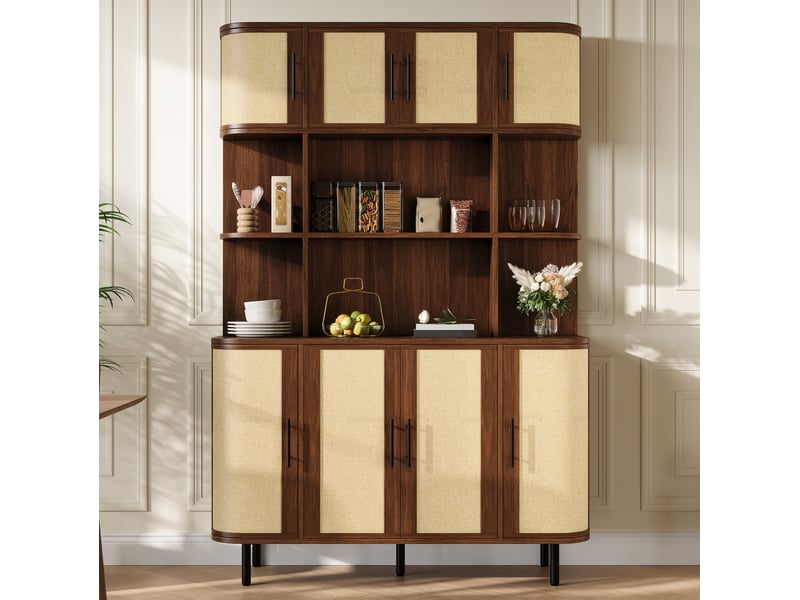  Buffet haut 120x40x180 cm 8 portes mdf noyer  - Conforama B