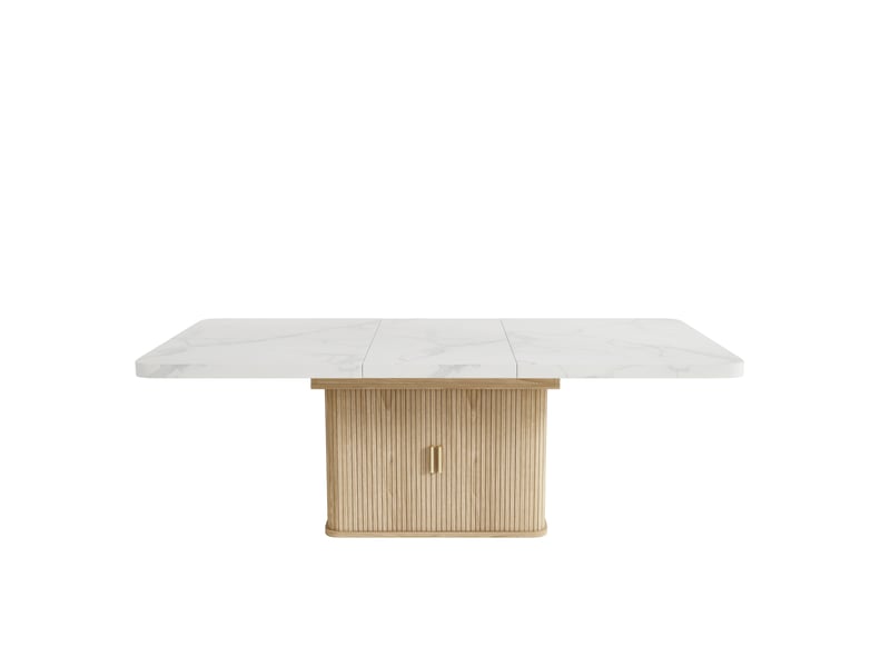  Table à manger extensible 150200 x 90 cm pour 6-8 personnes effet marbre blanc  - Conforama W
