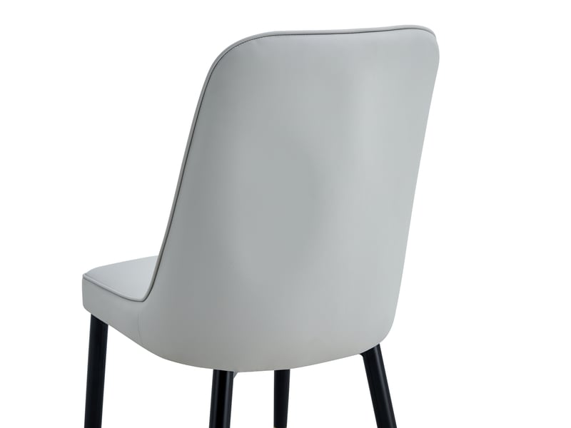  Lot de 2 chaises de salle à manger gris clair moderne, dossier rembourré en similicuir, pieds noirs en métal, pour salle à manger, cuisine ou chambre  - Conforama E