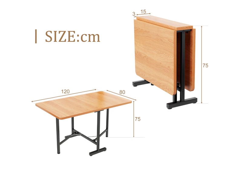 Table extensible 120x80x75 cm, plateau pliable gain de place, panneau mdf, finition chêne blanc américain - Conforama C