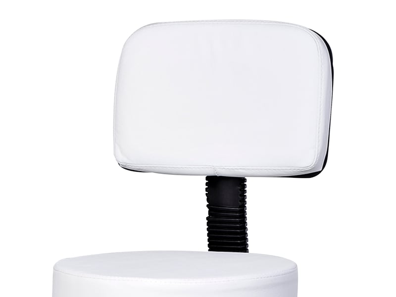  Tabouret de bureau roulant blanc en cuir régénéré, hauteur réglable 43-55 cm avec dossier ergonomique  - Conforama D