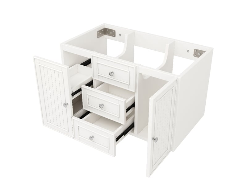 Meuble sous vasque suspendu 78.5 cm blanc avec 3 tiroirs, meuble salle de bain moderne en mdf - Conforama D
