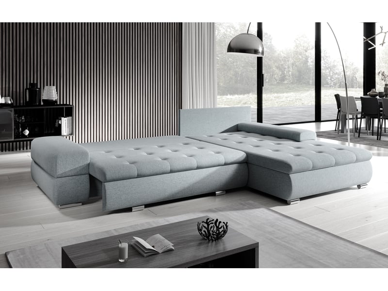  Canapé d’angle sivaso gris clair 310 cm convertible Sivaso - Conforama C