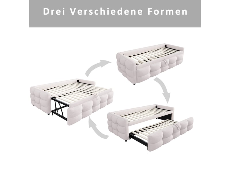 Canapé-lit escamotable beige velours teddy 90x180 cm, sommier inclus, sans matelas | conforama - Conforama D