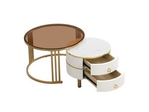 Table basse rond(e) coloris blanc BEAOK - 70 cmx50 cm