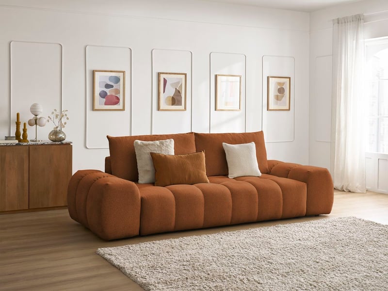  Bobochic canapé droit fixe 3 places everest tissu chiné orange EVEREST - Conforama B