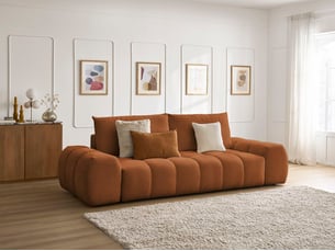 Canapé droit fixe BOBOCHIC EVEREST 3 places Tissu orange