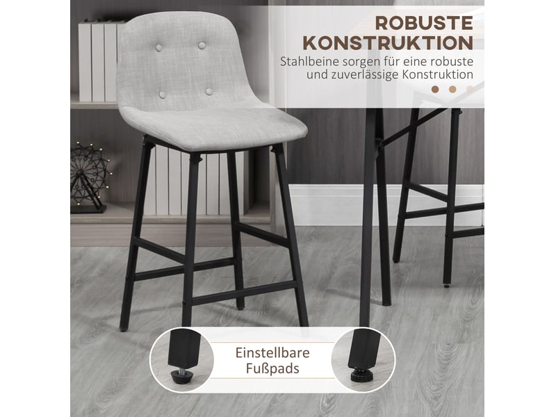  Ensemble table de bar 5 pièces 120x60x91 cm avec 4 tabourets, métal, marron clair  - Conforama C