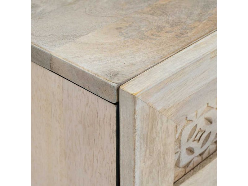  Buffet, meuble de rangement salon 60 x 33 x 75 cm bois de manguier massif blanc  - Conforama E