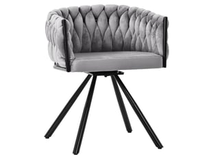 Chaise velours gris clair pivotante - ensemble 4, design luxe, pieds métal, salle à manger