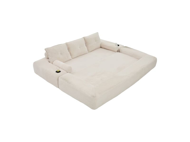  Canapé convertible, canapé-lit, porte-gobelets, 3 places, mobilier pour espace de vie, en velours tricoté  - Conforama B