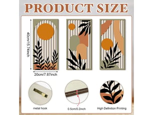 Ensemble de 3 tableaux abstraits bohèmes – décoration murale – décoration murale en bois (20 x 40 cm, environ 0,5 cm d'épaisseur)