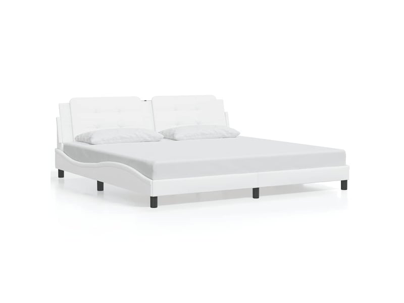 Lit double- lit adulte - cadre de lit sans matelas zadar blanc 200x200 cm similicuir - Conforama A