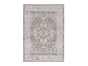 Tapis rectangulaire atticgo berta 5214 beige et bleu vintage