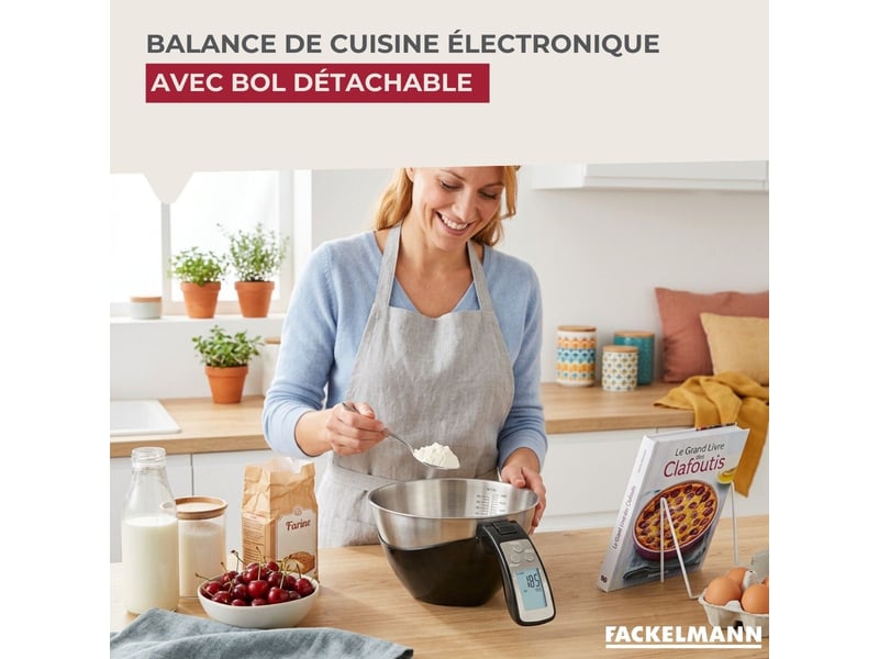 Balance de cuisine avec bol inox détachable fackelmann 6550150 - Conforama B