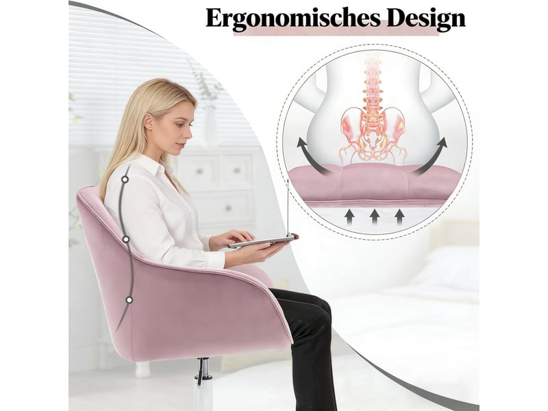  Fauteuil de bureau pivotant en velours, hauteur réglable, base métallique 5 branches  - Conforama D