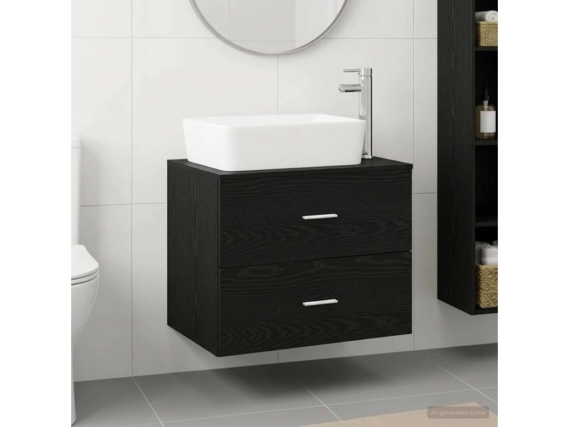  Ensemble de mobilier de salle de bain chêne noir cf64647  - Conforama B