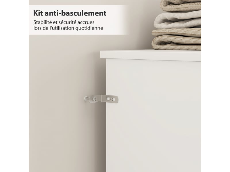  Tête de lit sur pied avec rangements, accessoire de lit 4 compartiments ouverts, 140 x 19 x 103,5 cm, blanc  - Conforama E