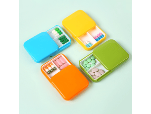 Lot de 2, petite boîte à pilules avec 2 compartiments, boîte à pilules portable, boîte à pilules de poche, distributeur