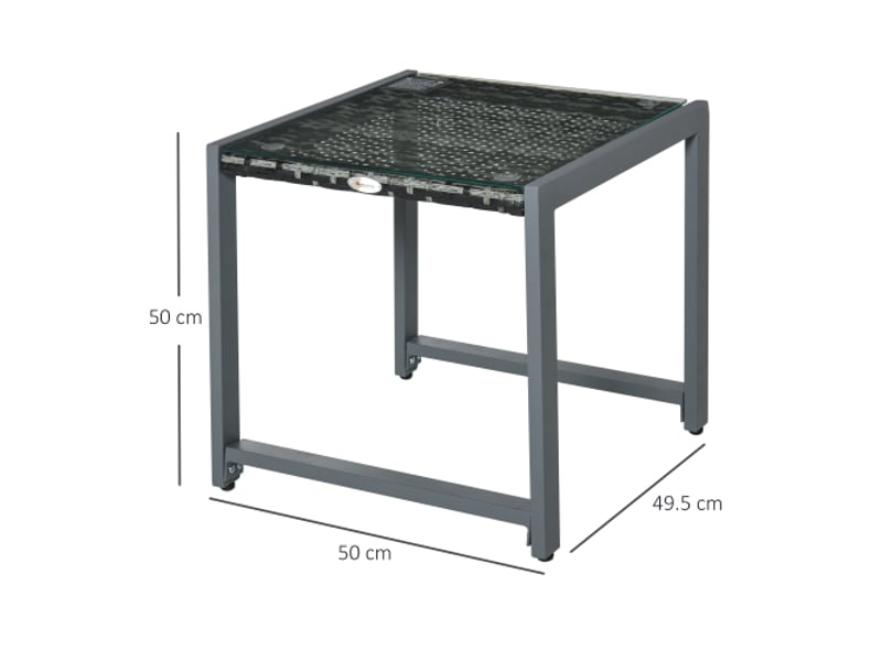 Table d’appoint en polyrotin et aluminium, verre trempé, moderne, résistante aux intempéries - Conforama C