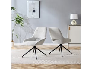 Lot de 2 chaises de salle à manger,50x50x87 cm,pivotantes 360°,tissu et métal noir,taupe