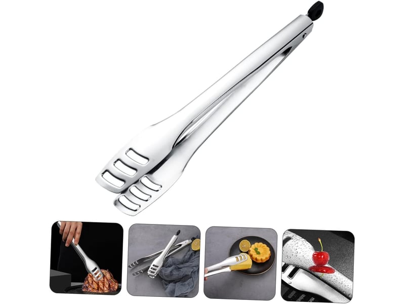  Pince alimentaire pratique en acier inoxydable argenté poignée ergonomique résistante chaleur cuisine et service polyvalent No Commercial reference - Conforama E