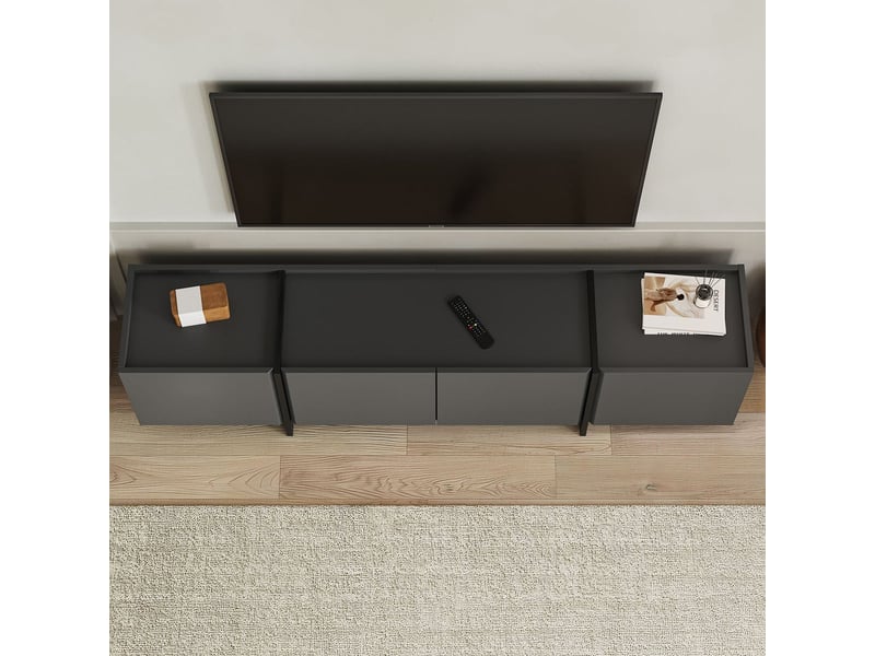  Support mural pour téléviseur avec portes à fermeture douce lowen - anthracite  - Conforama D