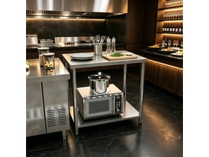 Table de travail 90 x 60 x 86 cm en acier inoxydable avec étagère inférieure argentée chicfurn