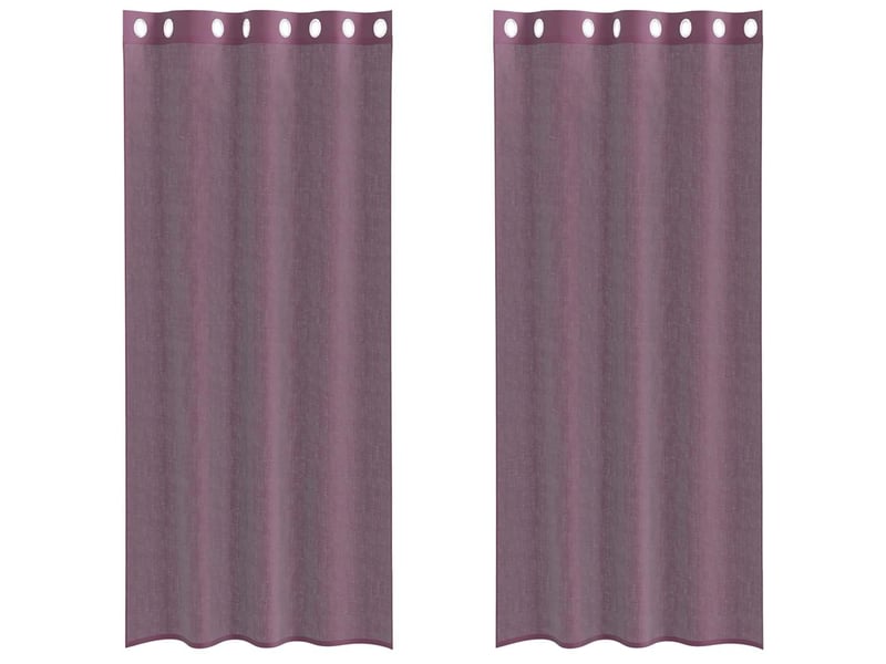  Lot de 2 rideaux en voile, voilages avec œillets violet 140x245 cm cf44439  - Conforama A
