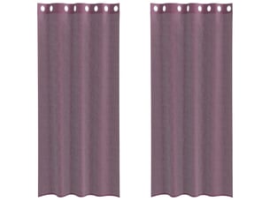 Lot de 2 rideaux en voile, voilages avec œillets violet 140x245 cm cf44439