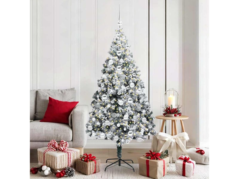  Sapin de noël, arbre de noël artificiel blanc 180 cm pvc, acier et plastique cf61274  - Conforama B
