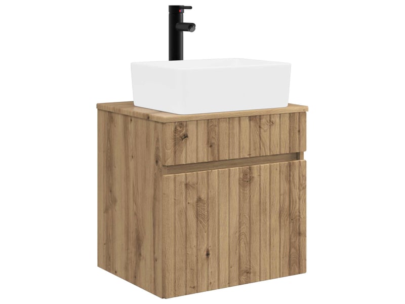  Meuble de lavabo mural, rangement salle de bain chêne artisanal 49x41x63 cm shl4659  - Conforama A