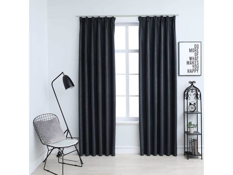  Lot de 2 rideaux occultants, rideaux black-out avec crochets anthracite 140x245 cm cf44865  - Conforama B
