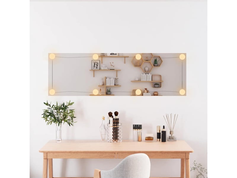  Miroir mural avec lumières led 30x100 cm verre rectangulaire cf62815  - Conforama C