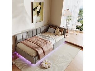 Lit simple 90x200 cm <strong>SHOPENTRA</strong>  <strong></strong> coloris gris