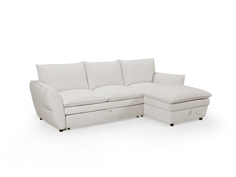  Canapé d'angle convertible avec coffre en tissu beige capucine - angle droit SF772-2M-BEI - Conforama D