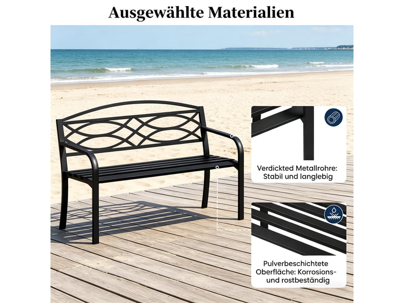  Banc de jardin robuste avec dossier, banc d’extérieur pour terrasse, patio et parc  - Conforama D