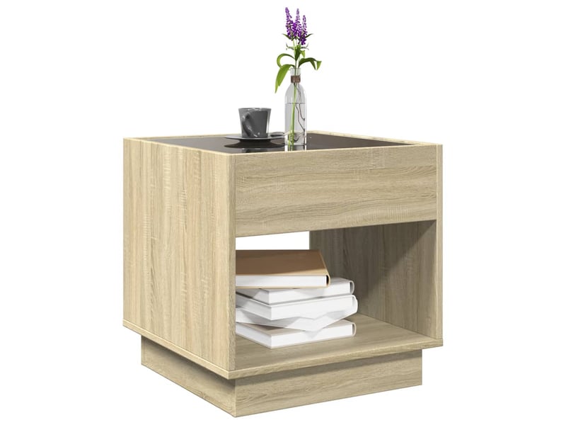  Table basse - table de salon - table à thé avec led infini chêne sonoma 50x50x50 cm  - Conforama E