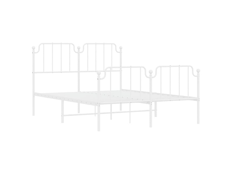  Lit double- lit adulte -  cadre de lit métal sans matelas et pied de lit blanc 150x200 cm  - Conforama D