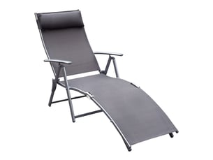 Transat pliable,180x63,5x100,5 cm,dossier 7 positions,métal,gris