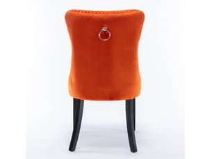 Lot de 2 chaises de salle à manger en velours orange avec pieds en bois