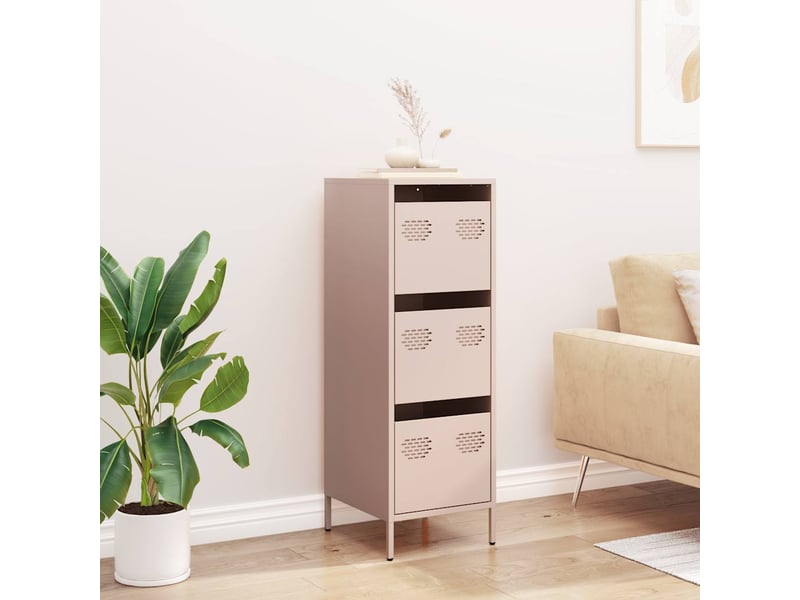  Buffet haut - bahut - meuble de rangement rose 39x35x103,5 cm acier  - Conforama C