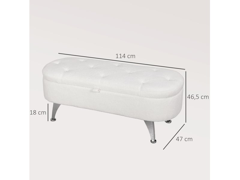  Banc coffre tcqpz 114 x 47 x 46,5 cm rangement 51 l polyester blanc métal  - Conforama C