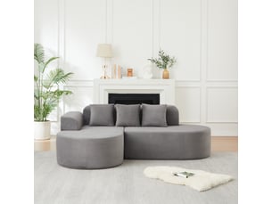 Canapé d’angle 4 places gris 220 x 155 x 70 cm en velours côtelé
