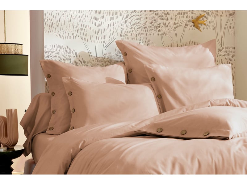  Housse de couette 240 x 220 cm percale de coton 120 fils unie perrine blush 15361 - Conforama C
