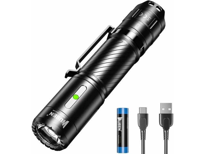 C3 lampe torche led rechargeable, 1200 lumens lampe de poche puissante, ip68 étanche lampe tactique - Conforama E