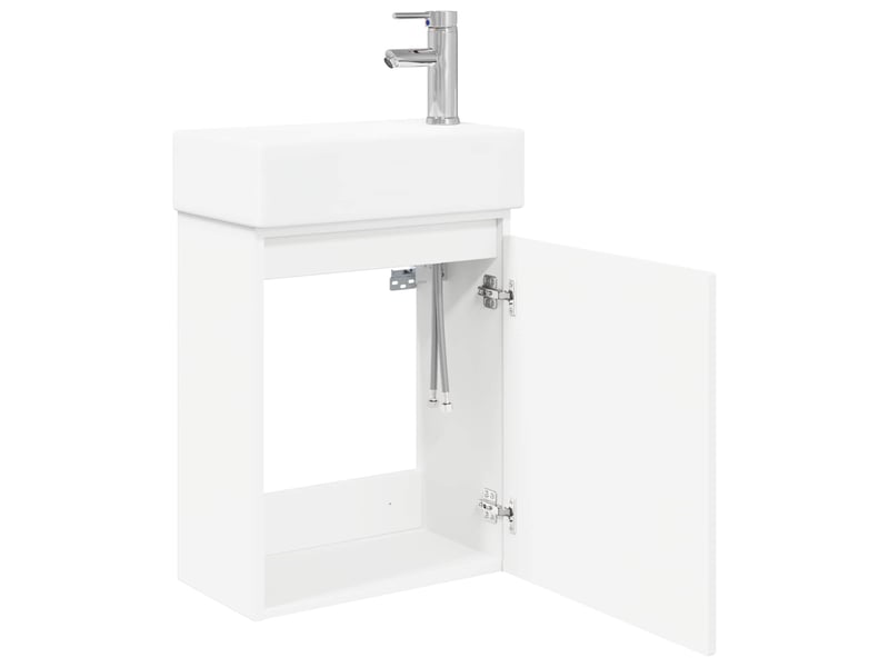Meuble de salle de bain avec robinet blanc 45.5x22.5x84 cm shl722 - Conforama D